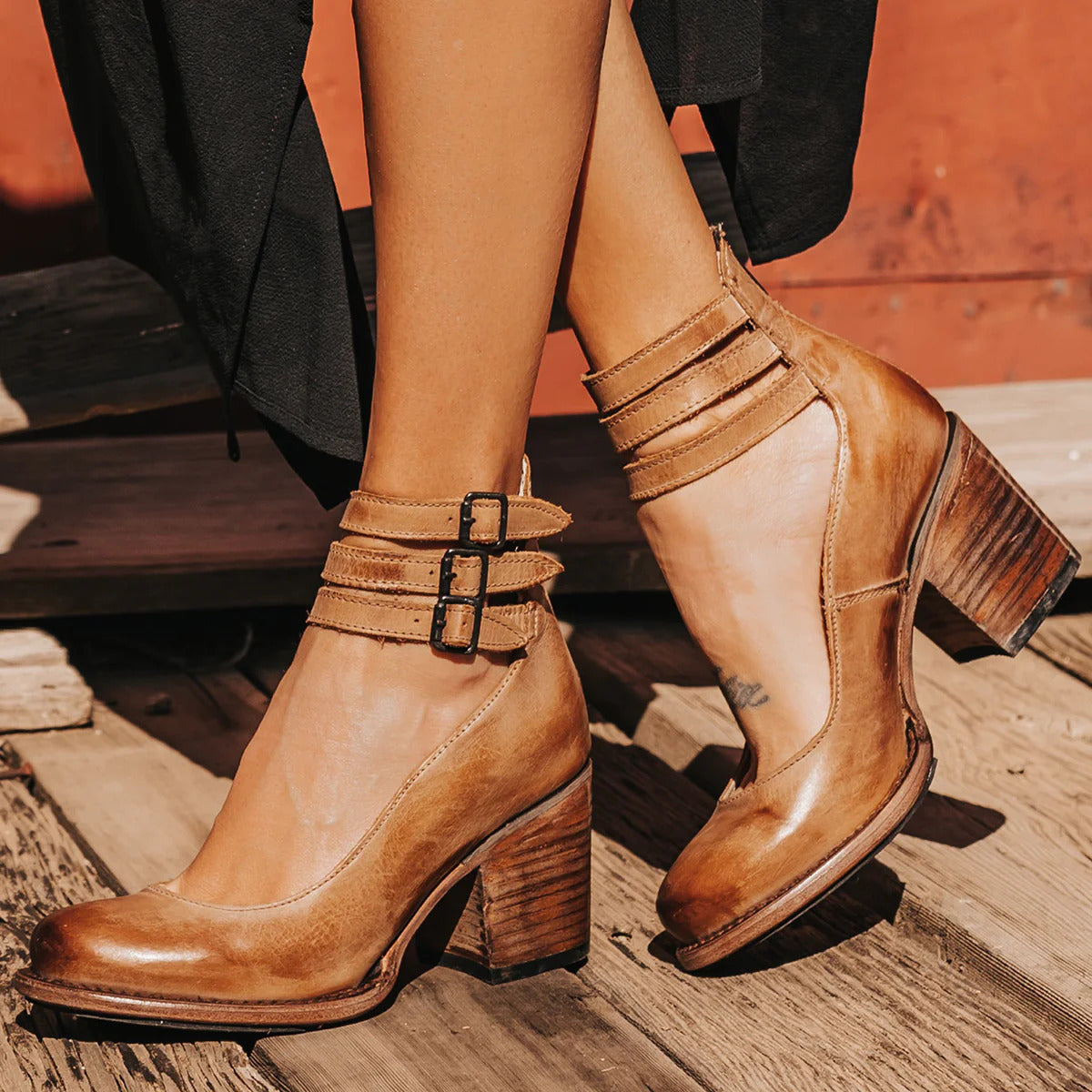 Vintage ankle strap sandal heels for women | Verona