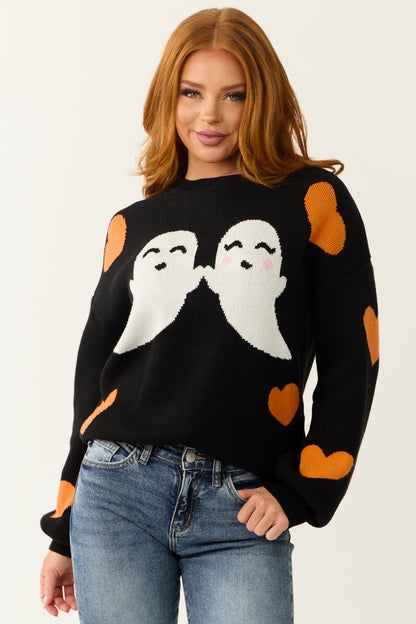 Black Halloween Graphic Soft Knit Sweater