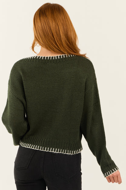 Forest Green 'Sleigh' Long Sleeve Sweater