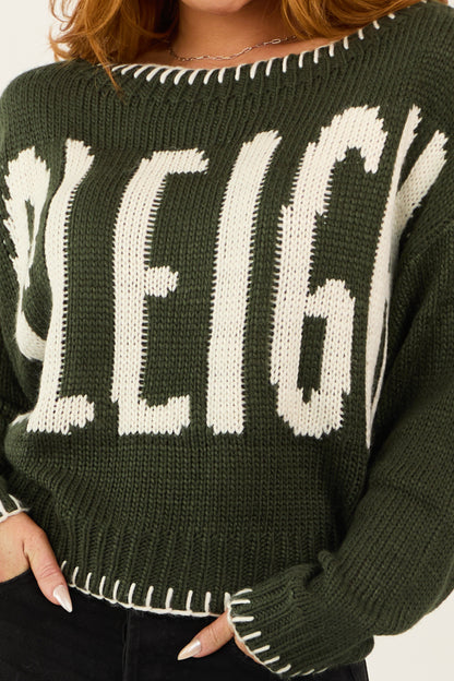 Forest Green 'Sleigh' Long Sleeve Sweater