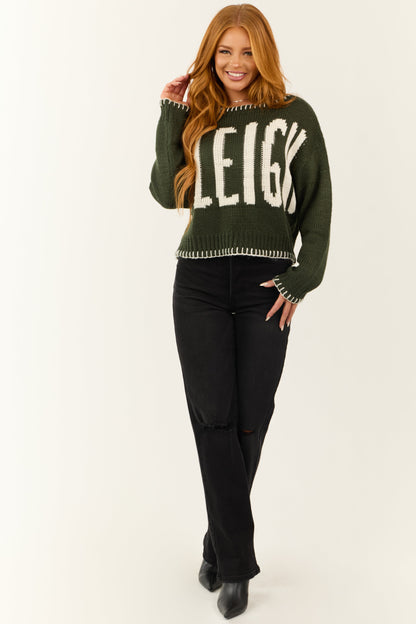 Forest Green 'Sleigh' Long Sleeve Sweater